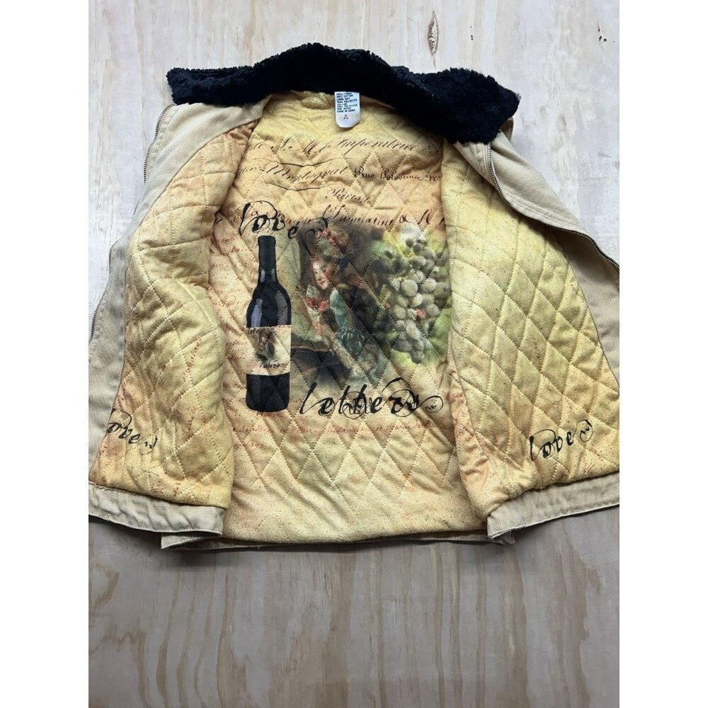 Ethyl Sz L Art-to-Wear‎ Cotton WINE Art-to-Wear Zip-Up Vest Jacket Funky Fun
